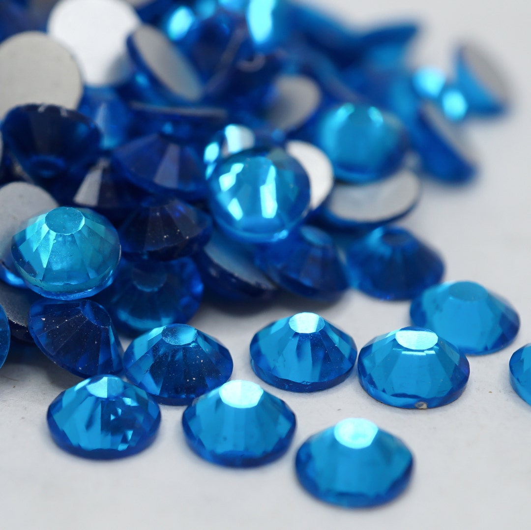 Small Blue Rhinestones Capri Blue Rhinestones High Quality - GLASS- Flat Back - Ss16 - Ss20 ...