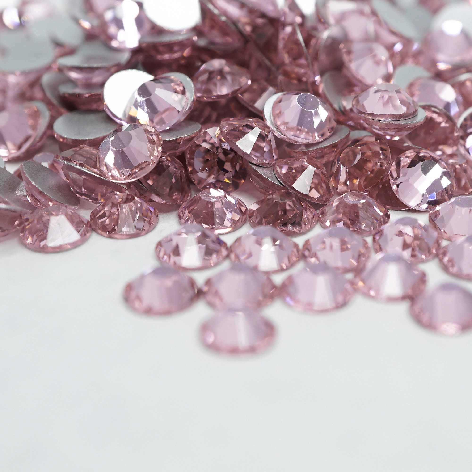 Light pink rose Rhinestones High Quality GLASS flat back Etsy