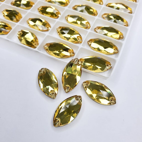 Tangerine SI Glass Navette | Sparkle & Co. Crystals