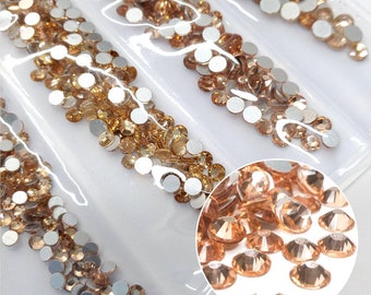 Multi-Size Light Peach - Rhinestones - GLASS- flat back for nail art #031