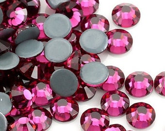 Fuchsia Rhinestones High Quality - GLASS- HotFix - ss16 - ss20 - ss30 - (code #034)