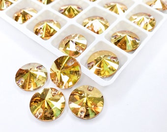 Sunshine RIVOLI Glass Sew on Rhinestone - high quality sewing Crystal