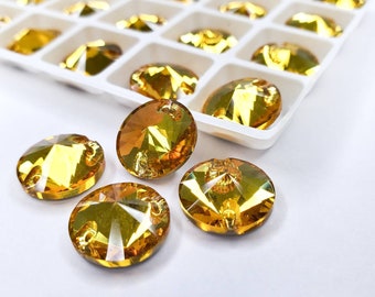 Topaz RIVOLI Glass Sew on Rhinestone - high quality sewing Crystal