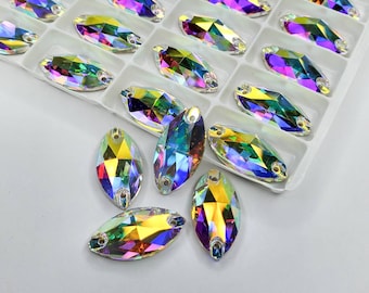 AB NAVETTE Glass Sew on Rhinestone - Crystal AB