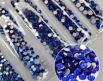 Multi-Size Sapphire Rhinestones - GLASS- flat back for nail art #011