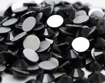 jet Black High Quality Rhinestones - GLASS- flat back ss4 / ss30 - (code #003)