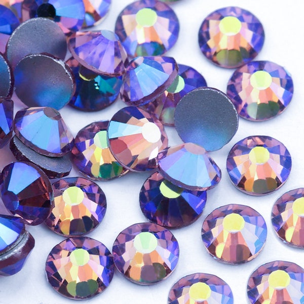 Light Amethyst AB Rhinestones High Quality - GLASS- flat back - ss16 - ss20 - ss30 - (code #048)