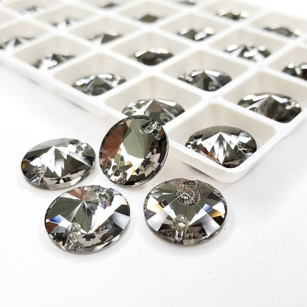 Black Diamond RIVOLI Glass Sew on Rhinestone - high quality sewing Crystal