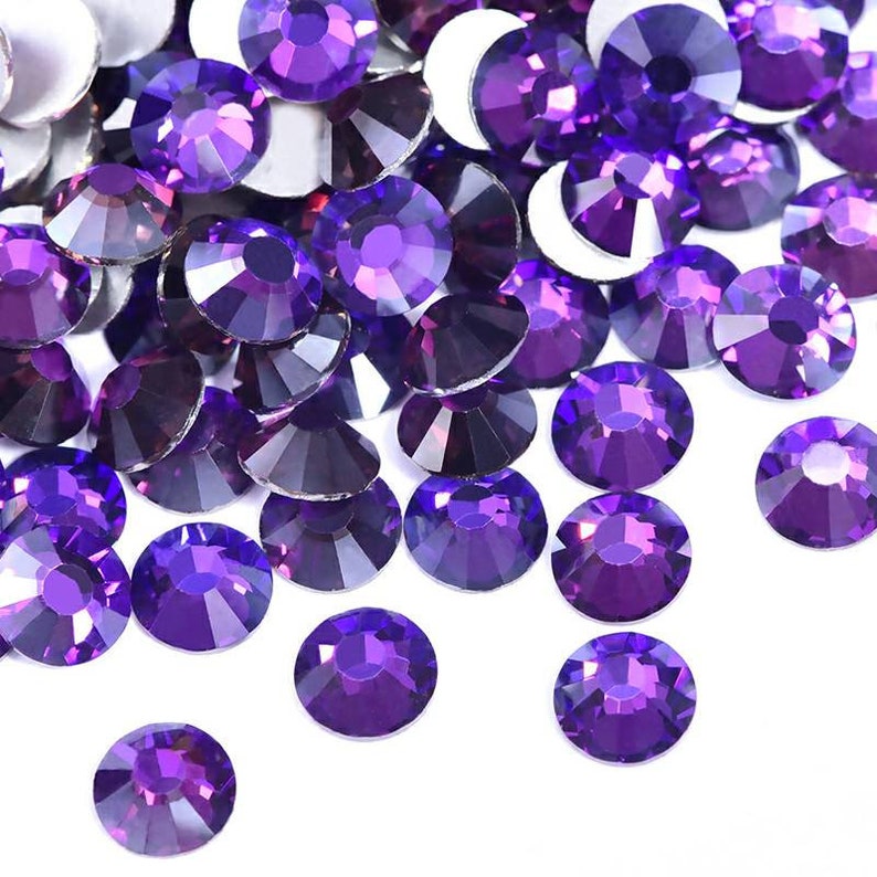 PURPLE VELVET Rhinestones High Quality ss16 ss20 GLASS- flat back ss12 ss30 -