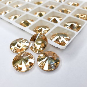 Golden Shadow RIVOLI Glass Sew on Rhinestone - high quality sewing Crystal