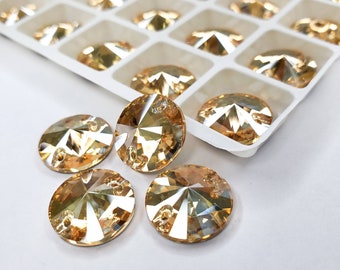 Golden Shadow RIVOLI Glass Sew on Rhinestone - high quality sewing Crystal