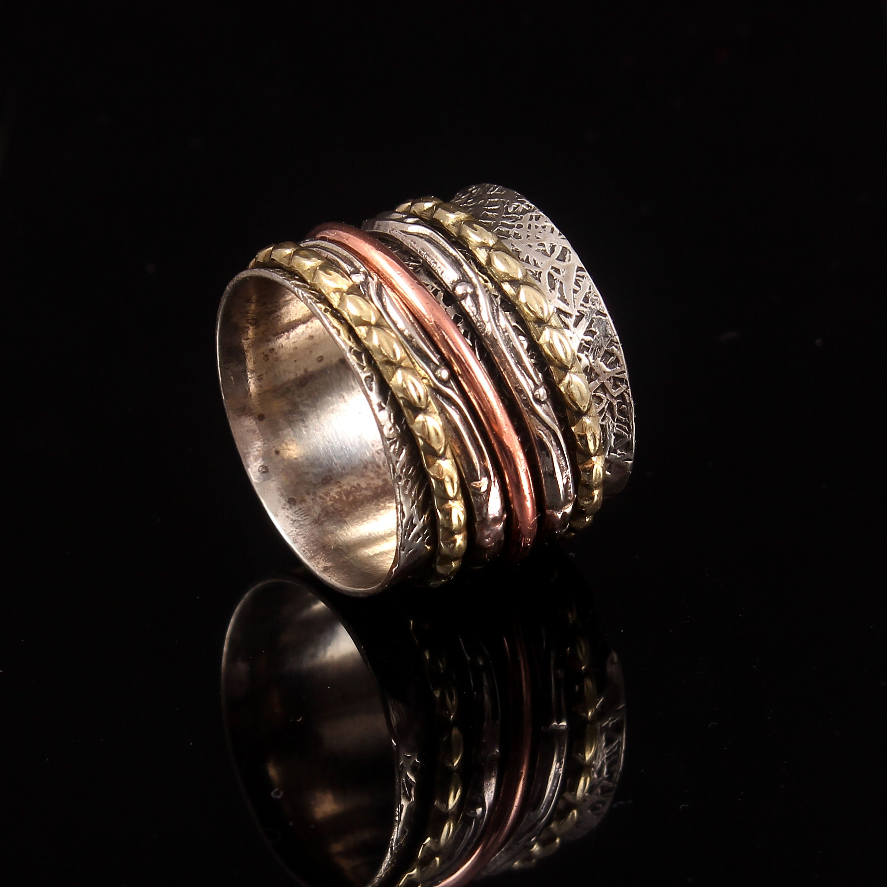 Anxiety Ring Spinner Ring 925 Silver Spinner Ring Birthday Etsy