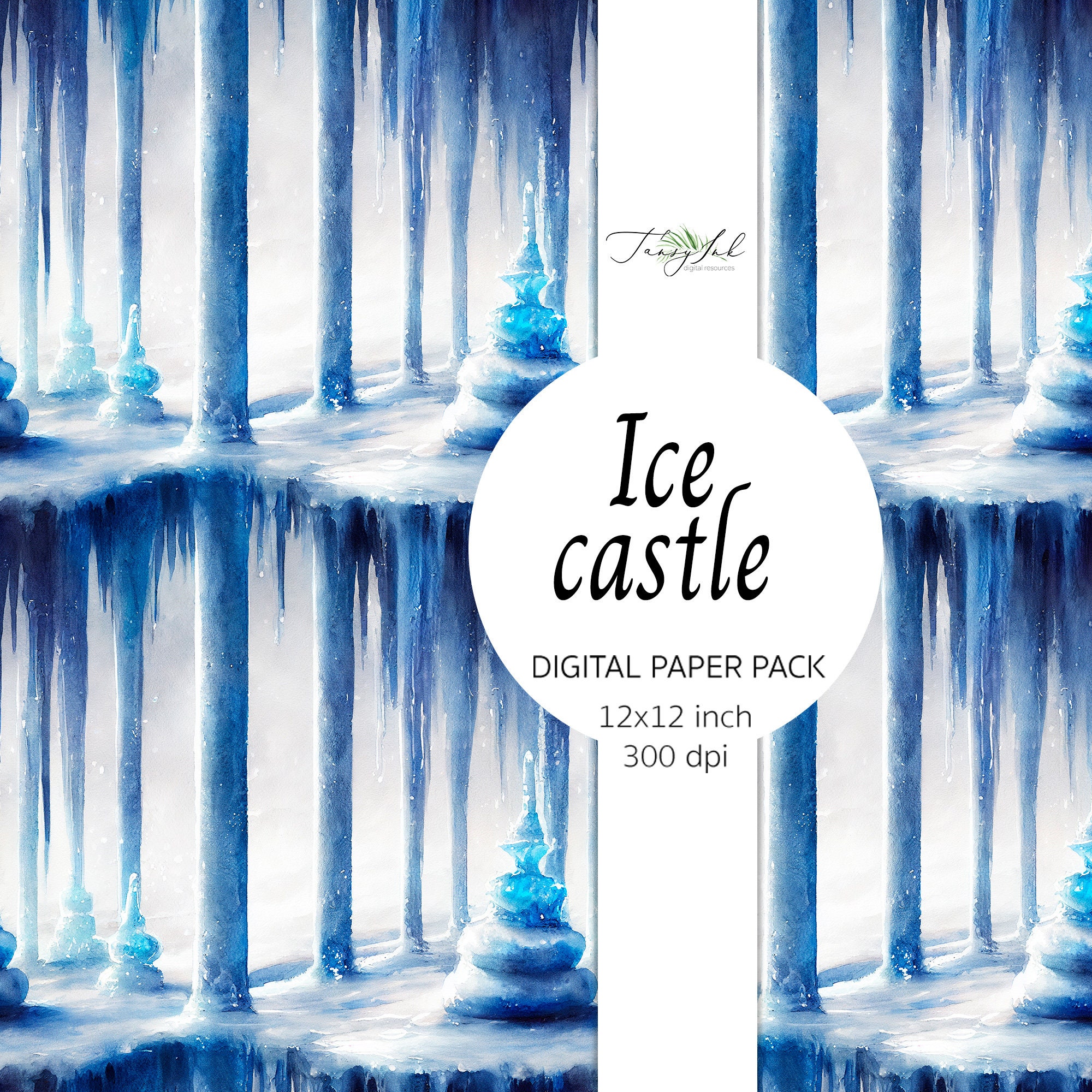 Ice Castle Digital Paper Seamless Pattern Fantasy Christmas - Etsy