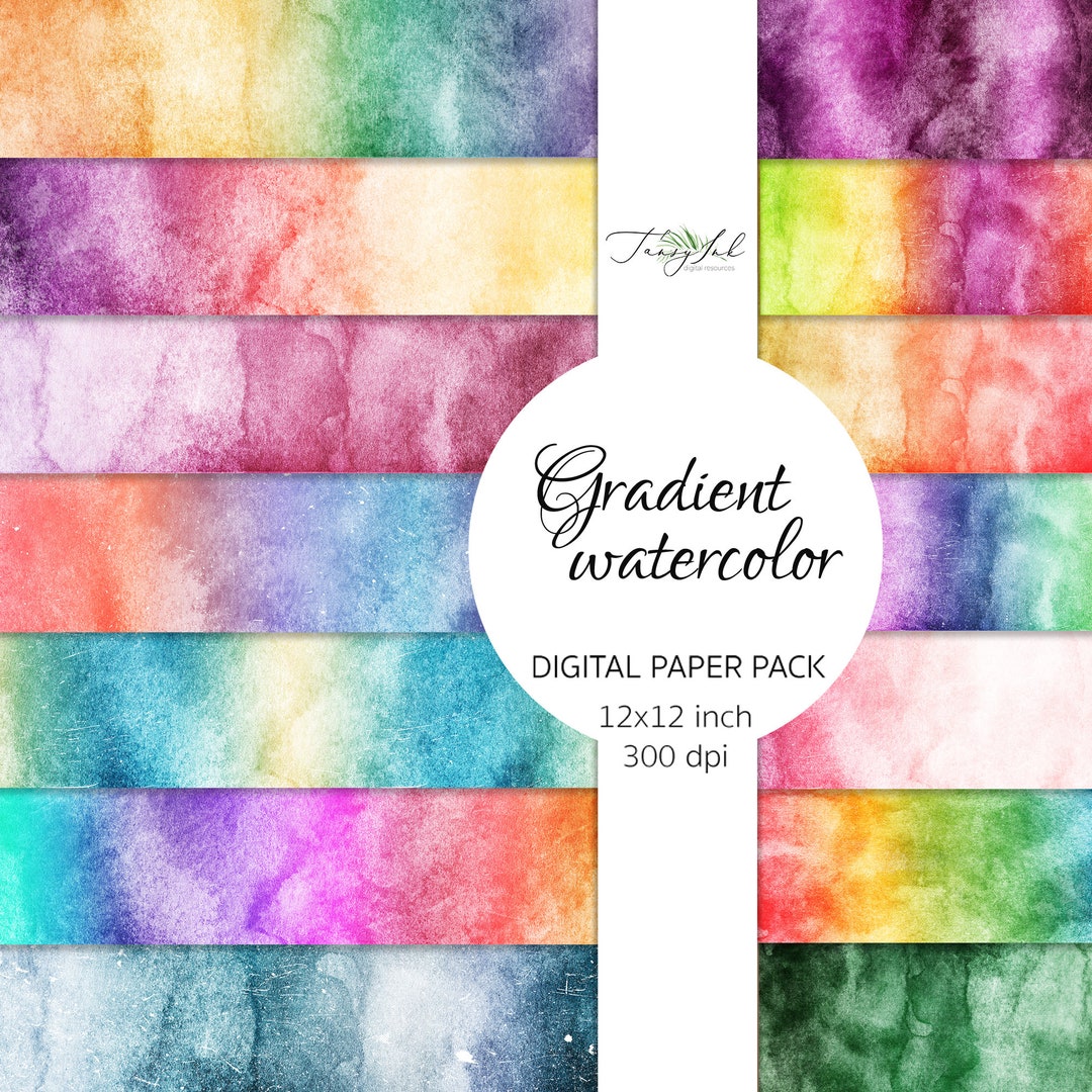 Gradient Watercolor Digital Paper, Pink Gradient Paper, Ombre Texture ...