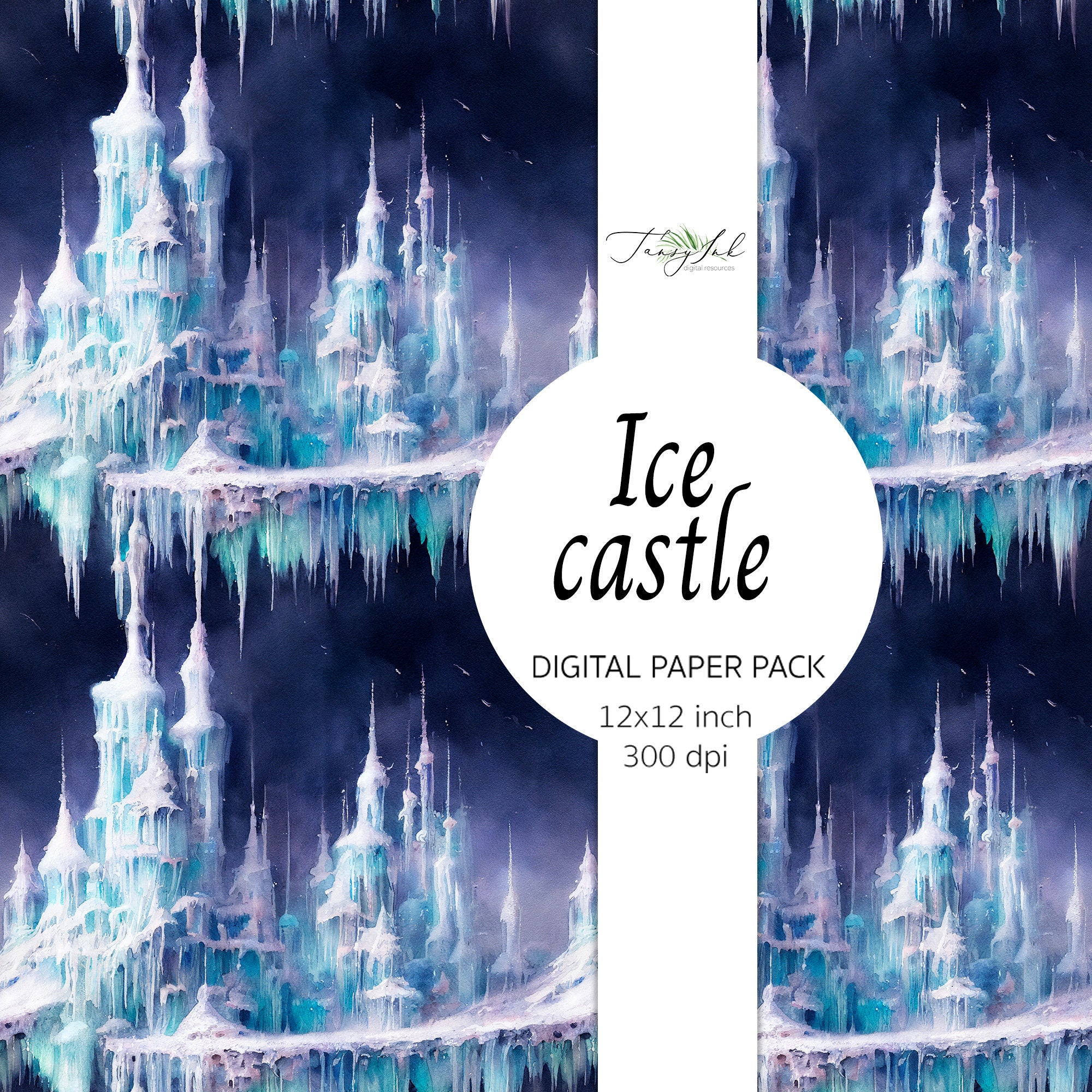 Ice Castle Digital Paper Seamless Pattern Fantasy Christmas - Etsy