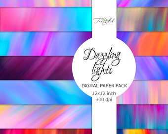 Dazzling lights digital paper, dreamy bokeh wallpaper, rainbow paper, colored scrapbooking, abstract texture, color gradient,planner sticker