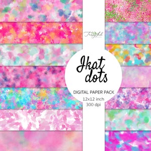 Ikat dots digital paper, ikat patterns, scrapbook paper, pastel background, digital crafting, rainbow wallpaper, feminine design