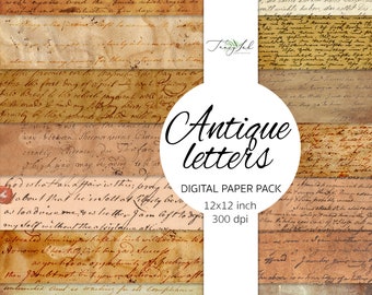 Antique letters digital paper, handwritten letter, junk journal, old paper texture, scrapbooking paper, vintage backdrop old vintage wedding
