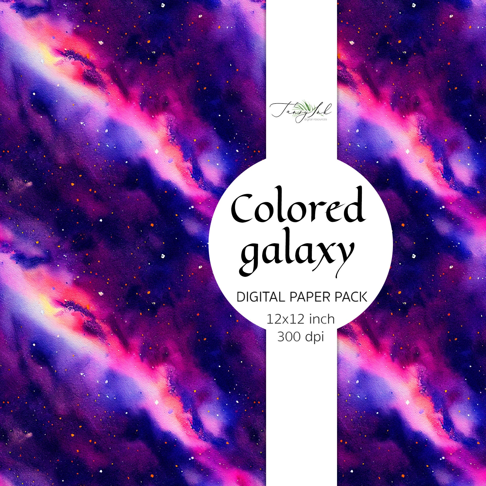 Colored Galaxy Digital Paper, Seamless Paper, Night Sky Background ...