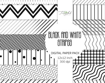 Black and white stripes digital paper, black pattern, white background, black stripes, geometric pattern, scandi backdrop, polka dots paper