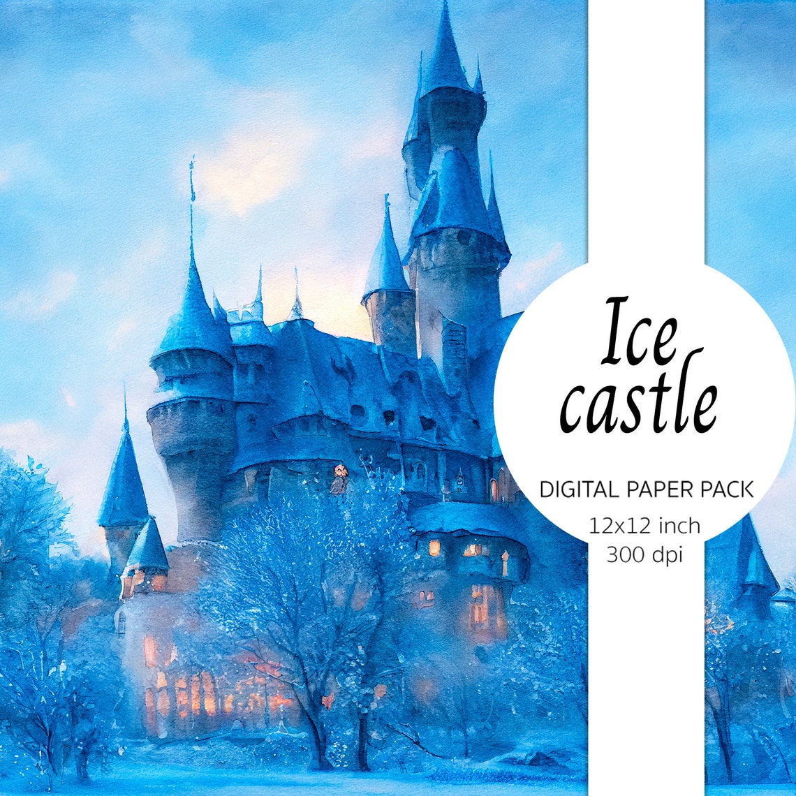Ice Castle Digital Paper Seamless Pattern Fantasy Christmas - Etsy
