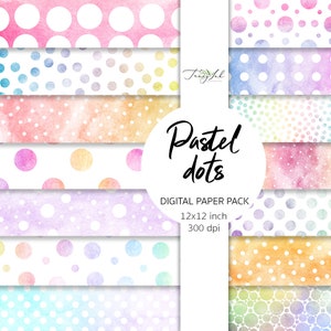 Pastel dots digital paper, dots pattern, pastel blue, pastel pink dots, wedding polk dots, summer paper, gradient textures, pastel confetti