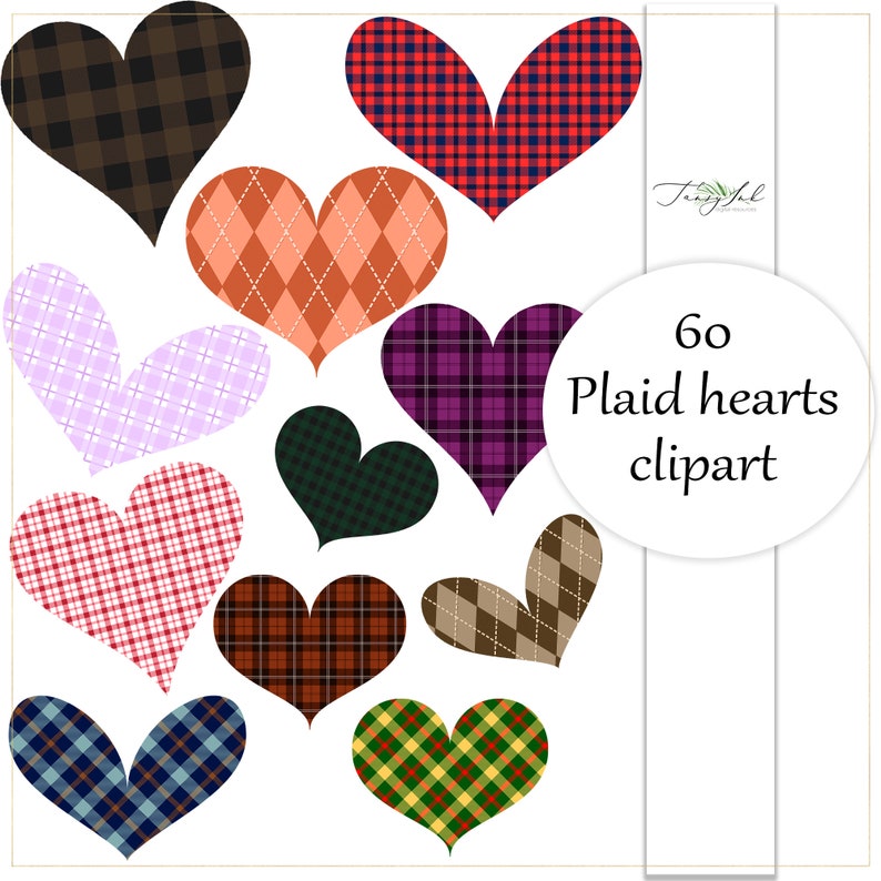 60 Plaid Hearts Clipart Hearts Clip Art Pastel Plaid Hearts | Etsy