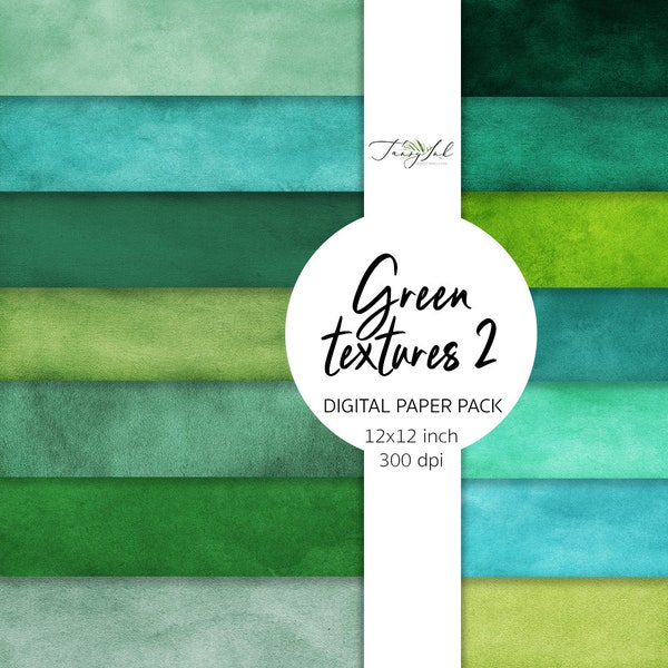 Green textures 2 digital paper, green watercolor paper, summer paper, scrapbooking paper, textured papers, emerald green backdrop, wedding