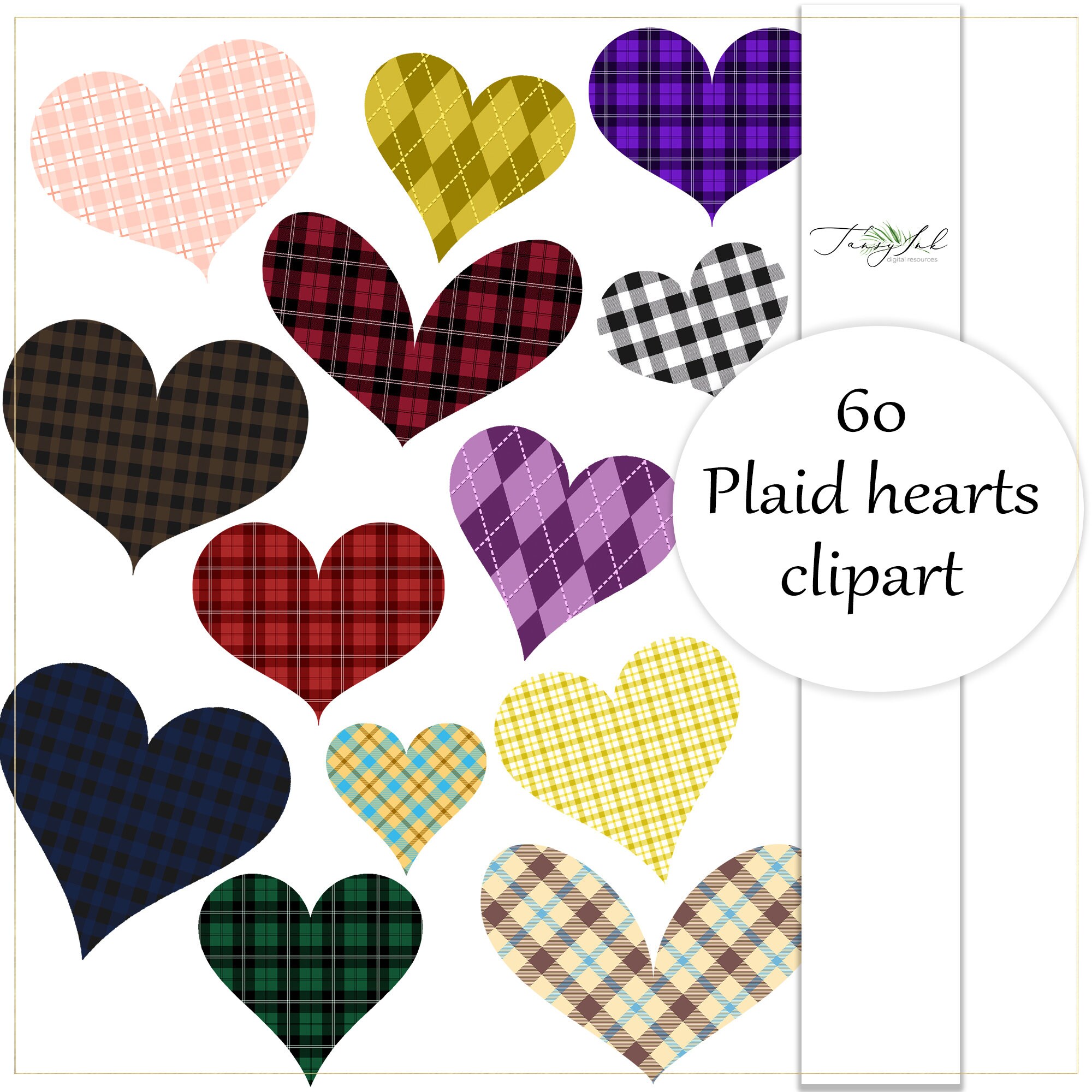 60 Plaid Hearts Clipart, Hearts Clip Art, Pastel Plaid Hearts, Plaid ...