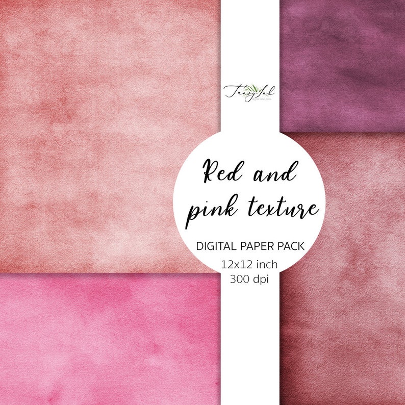 May include: Digital paper pack with red and pink watercolor textures. The pack includes three 12x12 inch, 300 dpi digital papers.