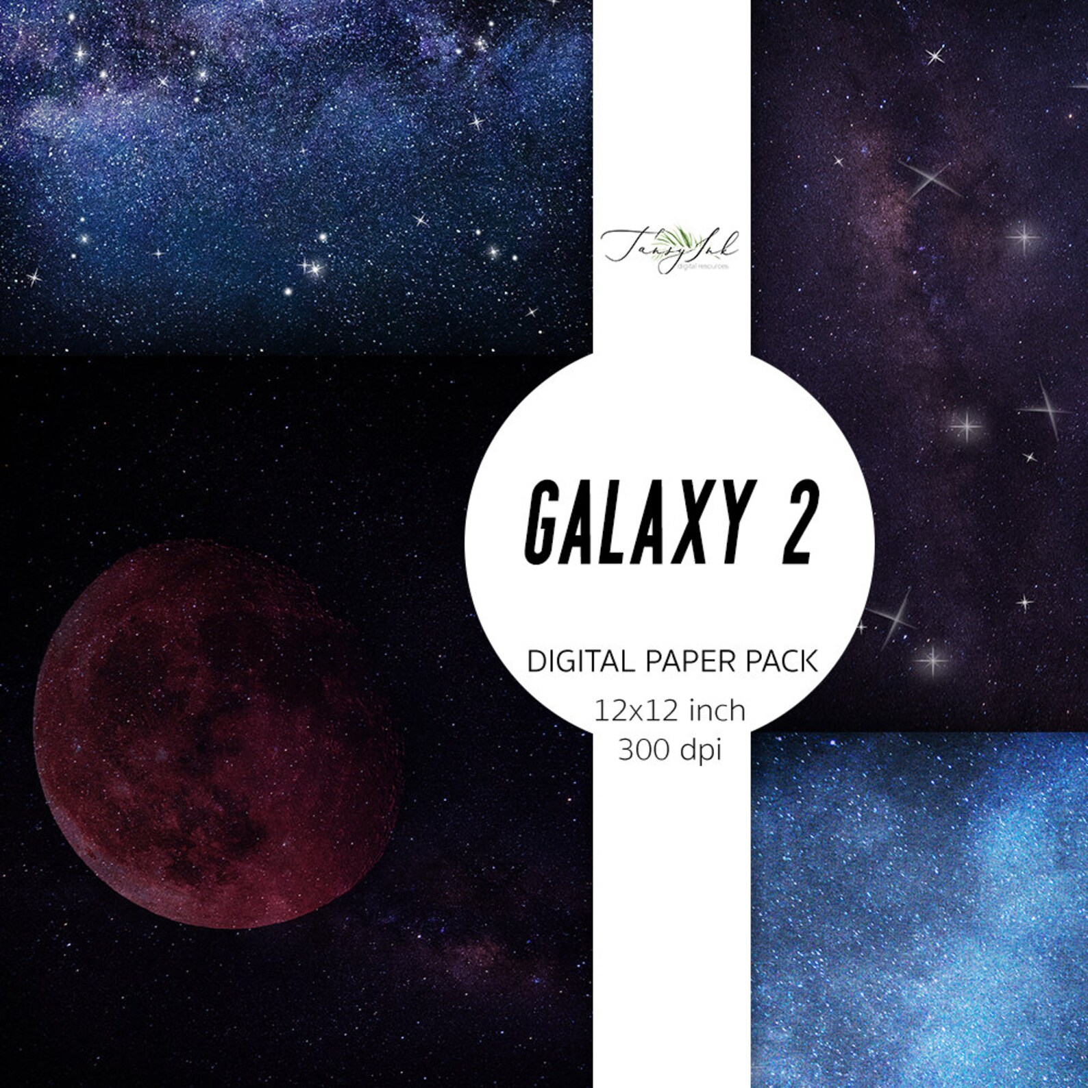 Galaxy Digital Paper, Night Sky Background, Outer Space, Stars Paper ...