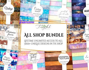 All shop BUNDLE digitales Papier, Vintage Scrapbooking, Marmor Hintergrund, Pastell-Farbverlauf, Polka Dots, Weihnachtsmuster, Aquarell Blumen