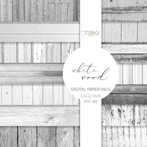 Papel digital de madera blanca, papel de madera rústica, fondo de madera, textura de madera, madera lavada, grano de madera, papel de scrapbooking, telón de fondo de madera,