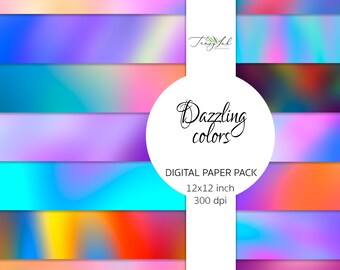 Dazzling colors digital paper, gradient colors wallpaper, abstract texture, rainbow paper, colored scrapbooking planner sticker, bokeh light