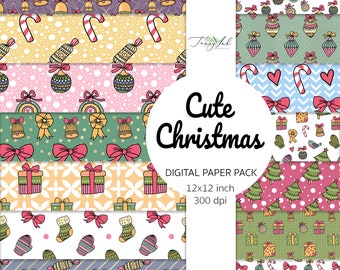 Cute Christmas digital paper, seamless paper, holiday paper, xmas paper, winter planner paper, Christmas background, winter scrapbooking