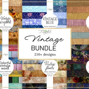 Vintage BUNDLE digitales Papier, Ephemera Papier, Holz Vintage Scrapbooking, antikes Papier, Sommer Papier, alte Briefe, Junk Journal