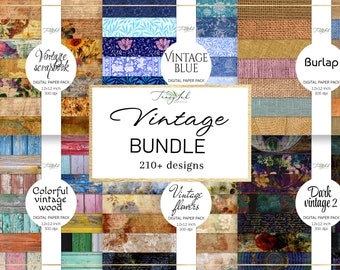Vintage BUNDLE digital paper, ephemera paper, wood vintage scrapbooking, antique paper, summer paper, old letters, botanical junk journal