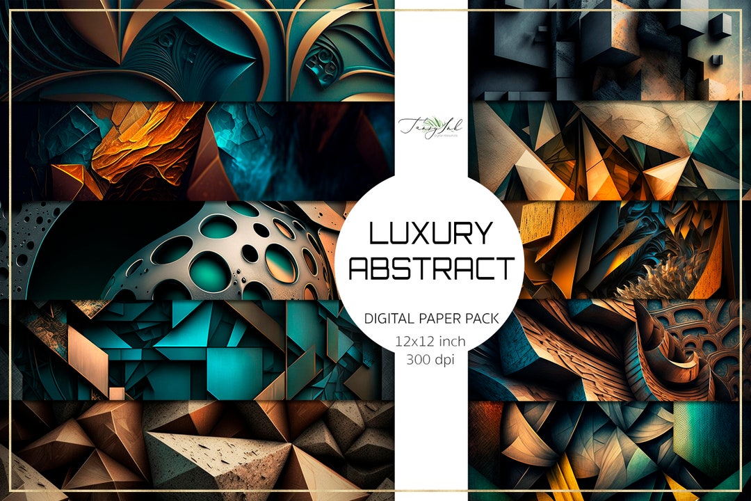 Luxury Abstract Digital Paper, AI Abstract Art, Modern Wall Art, Copper ...