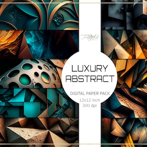 Papel digital abstracto de lujo, arte abstracto AI, arte mural moderno, papel tapiz de cobre, álbum de recortes de decoración de pared, descarga instantánea