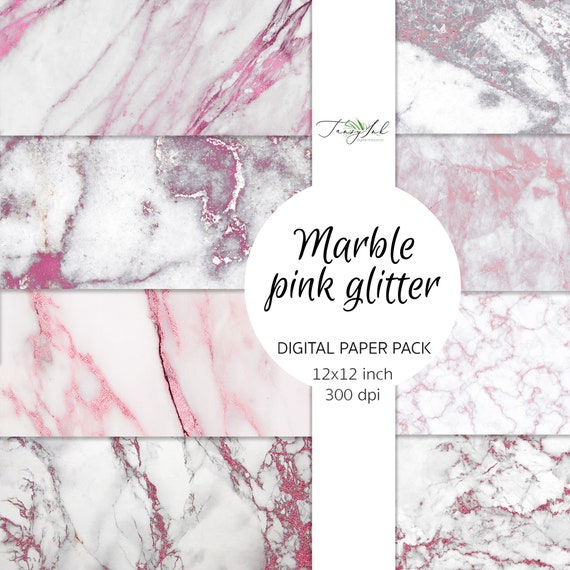Marble pink glitter digital paper, marble background, marble scrapbook, pink marble texture, marble planner sticker, marble pattern