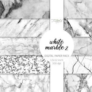 White marble digital paper, white marble veins, marble pattern, marble texture, marble planner sticker, marble background, marble dashboard