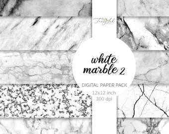 White marble digital paper, white marble veins, marble pattern, marble texture, marble planner sticker, marble background, marble dashboard