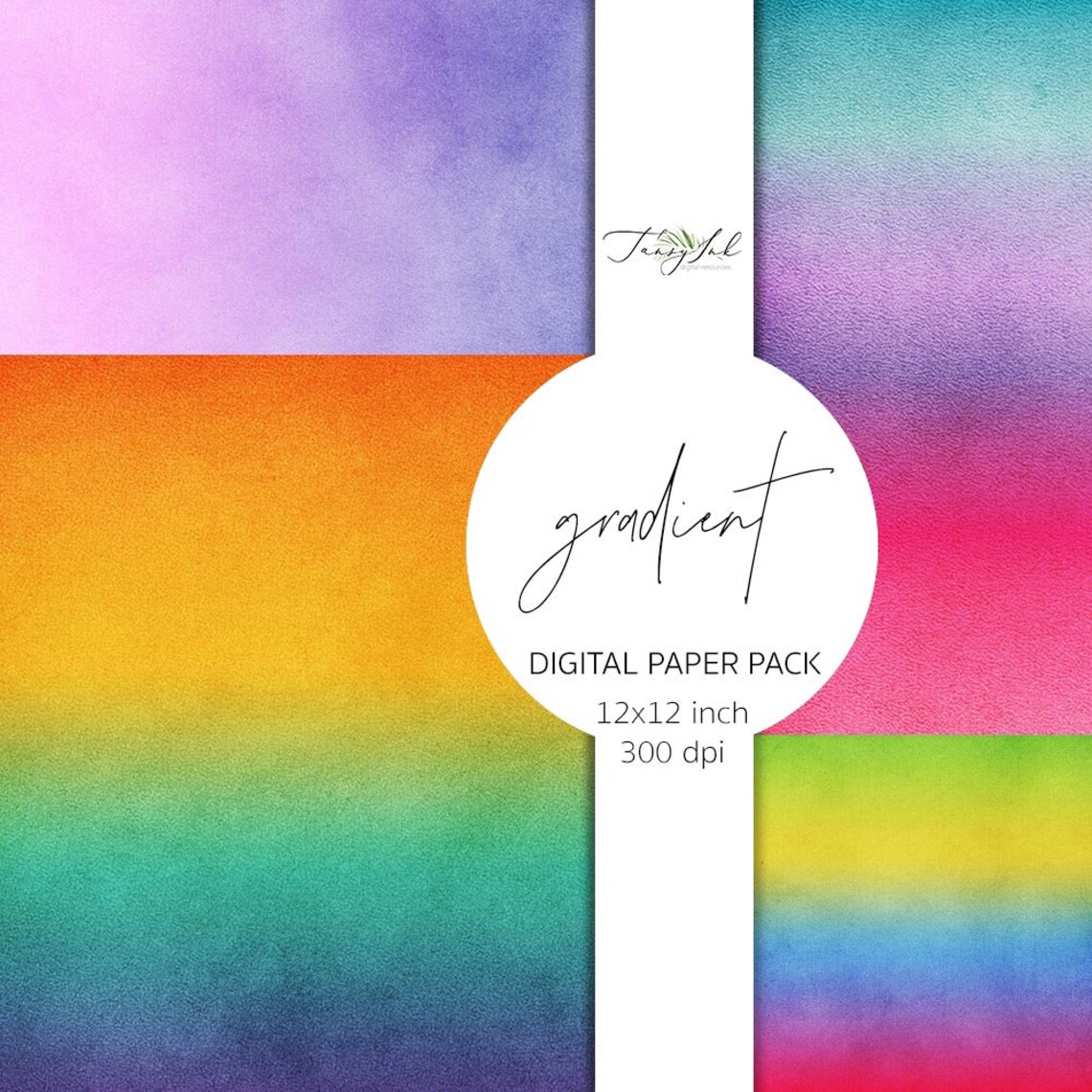 Gradient Digital Paper, Rainbow Gradient Paper, Pastel Gradient Pattern ...