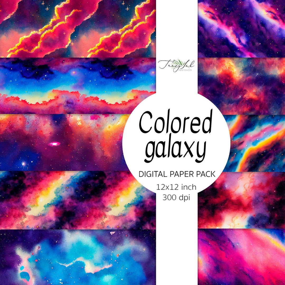 Colored Galaxy Digital Paper, Seamless Paper, Night Sky Background ...