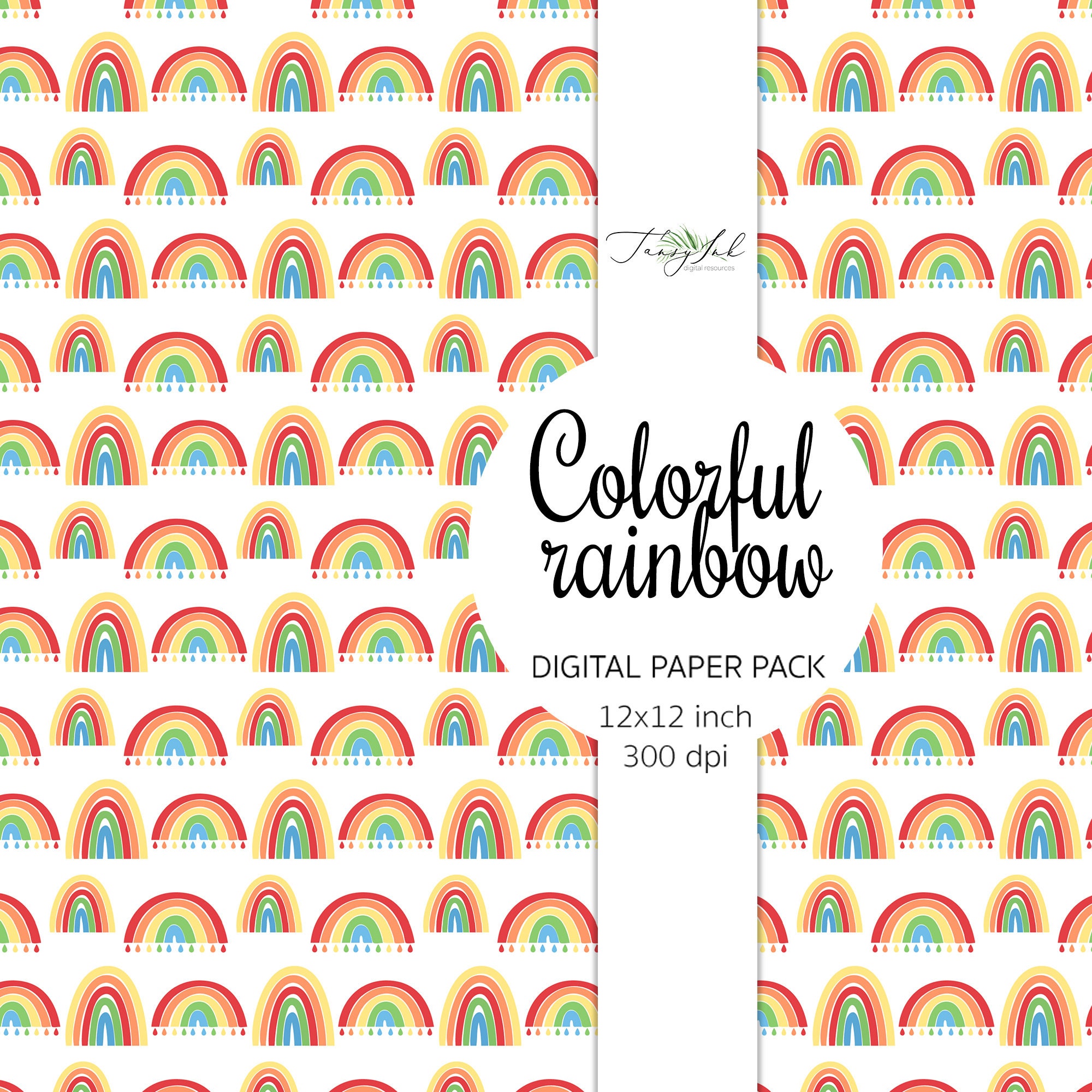 Colorful Rainbow Digital Paper, Seamless Paper, Pastel Digital Paper ...