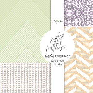 Pastel Patterns Digital Paper, Soft Pastels Background, Geometric ...