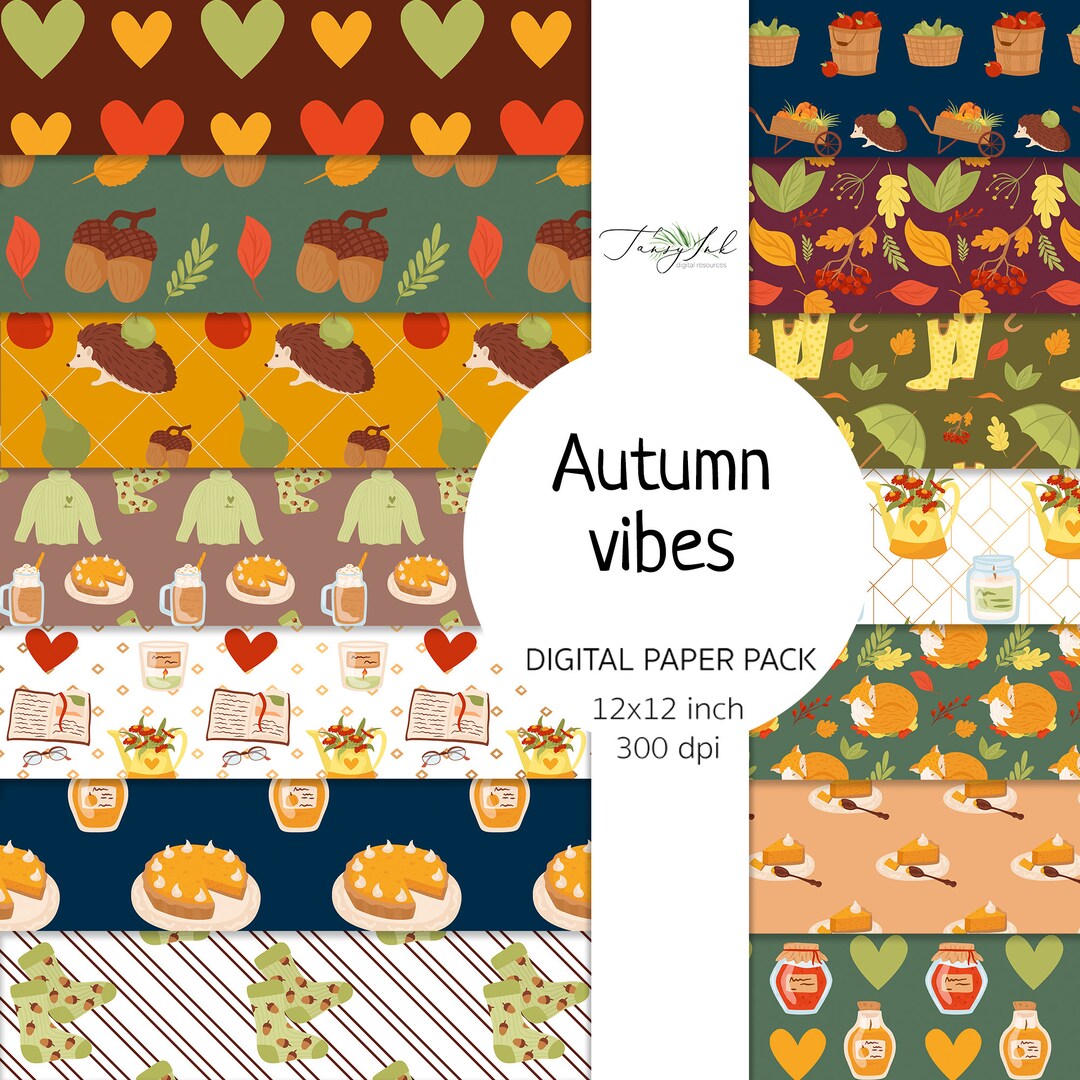 Fall Color Copy Paper Autumn Vibes Digital Paper, Seamless Paper, Fall Colors Paper, Autumn ...
