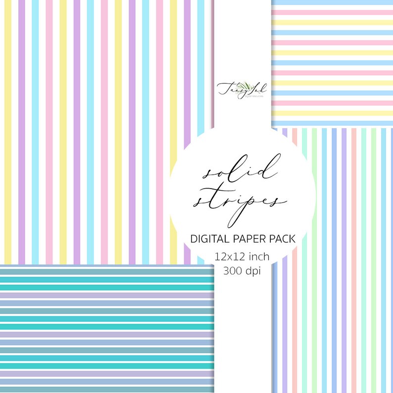 Pastellränder digitalt papper, randigt papper, rosa ränder papper, pastellränder mönster, sommarpapper, scrapbooking, randig bakgrund bild 3