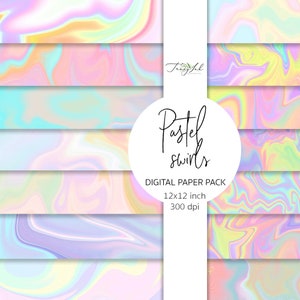 May include: A digital paper pack with 12 pastel swirl patterns. Each pattern is 12x12 inches and 300 dpi.