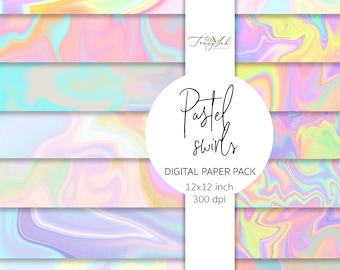Pastell wirbelt digitales Papier, Pastell Hintergrundpapier, rosa wirbelt Papier, Pastell Marmorierung, Scrapbooking, Regenbogen-Hintergrund, Hochzeit einladen
